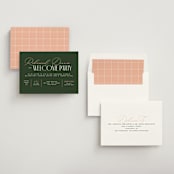"Two Styles" - Rehearsal Dinner Invitations in Emerald by Owl and Toad - Assembled