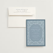 "Whimsical Frame" - Rehearsal Dinner Invitations in Dusty Blue by Jackie Crawford - Invitation with Envelope