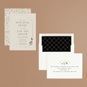 "Locket" - Rehearsal Dinner Invitations in Sand by Robert and Stella - Assembled