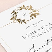 "Monogram Wreath" - Rehearsal Dinner Invitations in Silk by Phrosné Barwood - Detail