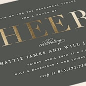 "cheers" - Rehearsal Dinner Invitations in Smoke by Sara Hicks Malone - Detail