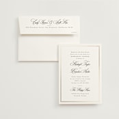 "Traditionalist" - Rehearsal Dinner Invitations in Snow by Sarah Brown - Invitation with Envelope