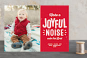 "Joyful and noisy" - Retired Holiday Cards in candy apple by Lea Delaveris - Front