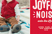 "Joyful and noisy" - Retired Holiday Cards in candy apple by Lea Delaveris - Close-Up