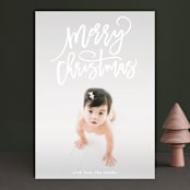 "merry christmas swirls" - Retired Holiday Cards in Snow by Phrosné Barwood - Front