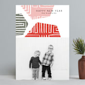 "Geometrics" - Retired Holiday Cards in Cranberry by Anna Elder - Front