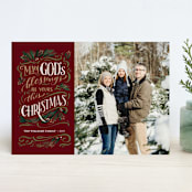 "God's Blessings" - Retired Holiday Cards in Crimson by Laura Bolter - Front