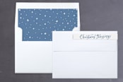 "Festive Christmas Blessings" - Retired Holiday Cards in Frost by Hooray Creative - Liner and Label