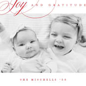 "Joy Gratitude" - Retired Holiday Cards in Candy Cane by Carolyn MacLaren - Close-Up