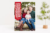 "Wonderful Ribbon" - Retired Holiday Cards in Poinsettia by Laura Bolter - Front