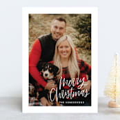 "Modern Merry Christmas" - Retired Holiday Cards in Snowberry by Kristen Magee - Front