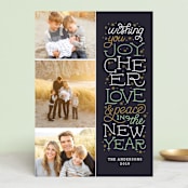 "Joyful Lettering" - Retired Holiday Cards in Midnight by Sarah Brown - Front