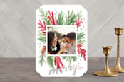 "bursting wreath" - Retired Holiday Cards in cardinal by Rebecca Durflinger - Front