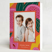 "Fruitful Celebration" - Rosh Hashanah Cards in Apricot by Jessica Corliss - Folded Card