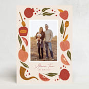 "Plentiful Border" - Rosh Hashanah Cards in Pomegranate by Corinne Malesic - Front