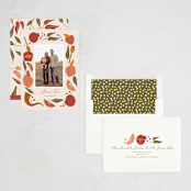 "Plentiful Border" - Rosh Hashanah Cards in Pomegranate by Corinne Malesic - Assembled