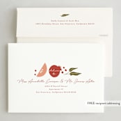 "Plentiful Border" - Rosh Hashanah Cards in Pomegranate by Corinne Malesic - FREE Recipient Addressing
