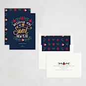 "Sweet New Year" - Rosh Hashanah Cards in Navy by Cindy Reynolds - Assembled