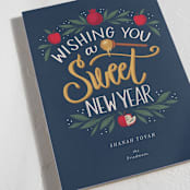 "Sweet New Year" - Rosh Hashanah Cards in Navy by Cindy Reynolds - Detail