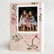 "Painted Pomegranate" - Rosh Hashanah Cards in Petal by Emily Sabol Goss - Folded Card