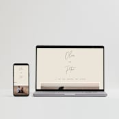 "Signed" - RSVP Postcards in Champagne by JoAnn Jinks - FREE Wedding Website