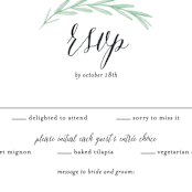 "Painted Leaves" - RSVP Postcards in Evergreen by Olivia Raufman - Detail