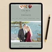 "Serenata" - RSVP Postcards in Sage by Petra Kern - FREE Wedding Website