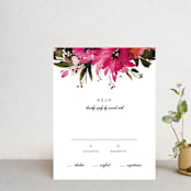 "Peeking Florals" - RSVP Postcards in Fuchsia by Lori Wemple - Front