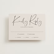 "stylist script" - RSVP Postcards in Ivory by Cass Loh - Front