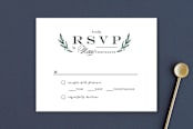 "Elegant Crest" - RSVP Postcards in Forest Green by Alethea and Ruth - Front