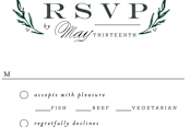 "Elegant Crest" - RSVP Postcards in Forest Green by Alethea and Ruth - Detail