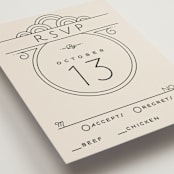"Deco Nouveau" - RSVP Postcards in Cream by GeekInk Design - Detail
