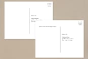 "Simple Elegance" - RSVP Postcards in Tuxedo by Phrosné Barwood - Back of Card