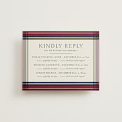 "Holiday Tartan" - Multi-Event RSVP Cards in Cranberry by Erin Deegan - Front