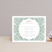 "Ornate" - Multi-Event RSVP Cards in Sage by Jen Owens - Front