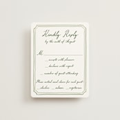 "Handwritten" - RSVP Cards in Moss by Cass Loh - Front