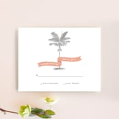 "Palm" - RSVP Cards in Salmon by Lauren Chism - Front