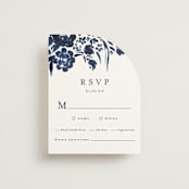 "brushstrokes in bloom" - RSVP Cards in Indigo by Angela Marzuki - Front