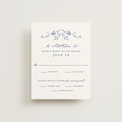 "Daisy Toile" - RSVP Cards in Blue Willow by Susan Zinader - Front