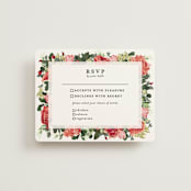 "Peonies Forever" - RSVP Cards in Coral by Susan Moyal - Front