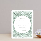 "Ornate" - RSVP Cards in Sage by Jen Owens - Front