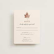"Leaf Print" - RSVP Cards in Rust by Katharine Watson - Front