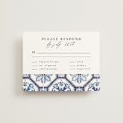 "watercolor azulejo" - RSVP Cards in Azure by Anastasia Makarova - Front