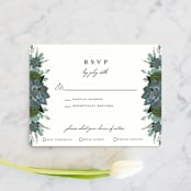 "Echeveria" - RSVP Cards in Prussian Blue by Susan Moyal - Front