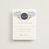 "Hydrangea Garden" - RSVP Cards in Navy by Susan Zinader - Front