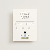 "East Coast Lighthouse" - RSVP Cards in Snow by Becky Nimoy - Front