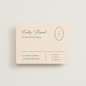 "Script and Monogram" - RSVP Cards in Sand by Carolyn MacLaren - Front