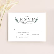 "Elegant Crest" - RSVP Cards in Forest Green by Alethea and Ruth - Front