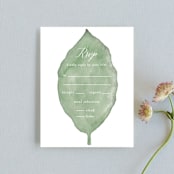"Painted Leaf" - RSVP Cards in Leaf by Katharine Watson - Front