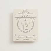"Deco Nouveau" - RSVP Cards in Cream by GeekInk Design - Front